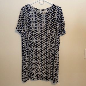 Blue and White Geometric Dress